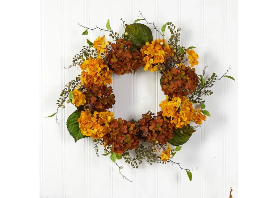 HomPlanti 24" Fall Hydrangea Artificial Autumn Wreath