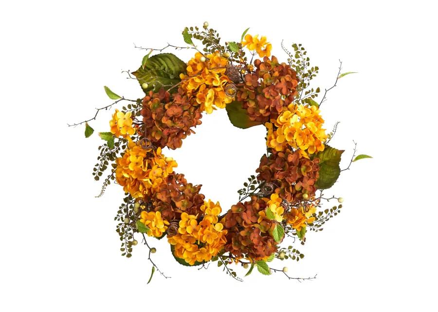 HomPlanti 24" Fall Hydrangea Artificial Autumn Wreath