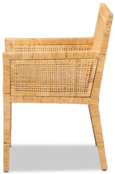 Baxton Studio Karis Modern and Contemporary Natural Finished Wood and Rattan Dining Chair