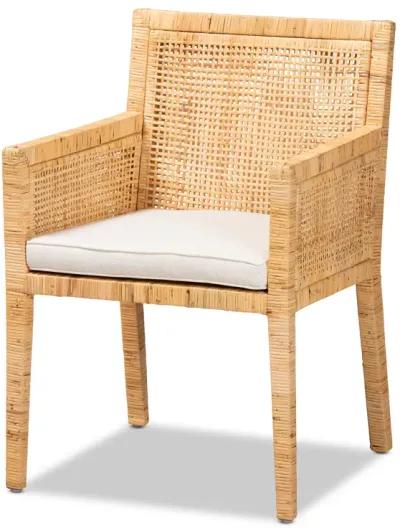 Baxton Studio Karis Modern and Contemporary Natural Finished Wood and Rattan Dining Chair