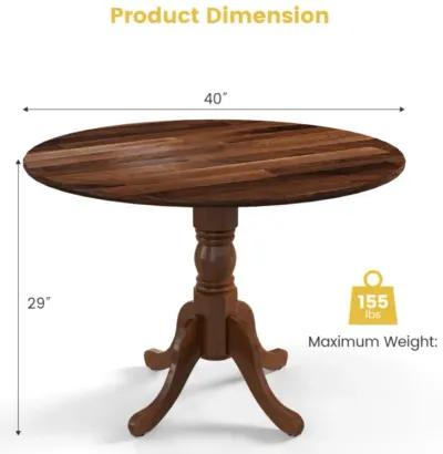 Hivvago Wooden Dining Table with Round Tabletop and Curved Trestle Legs