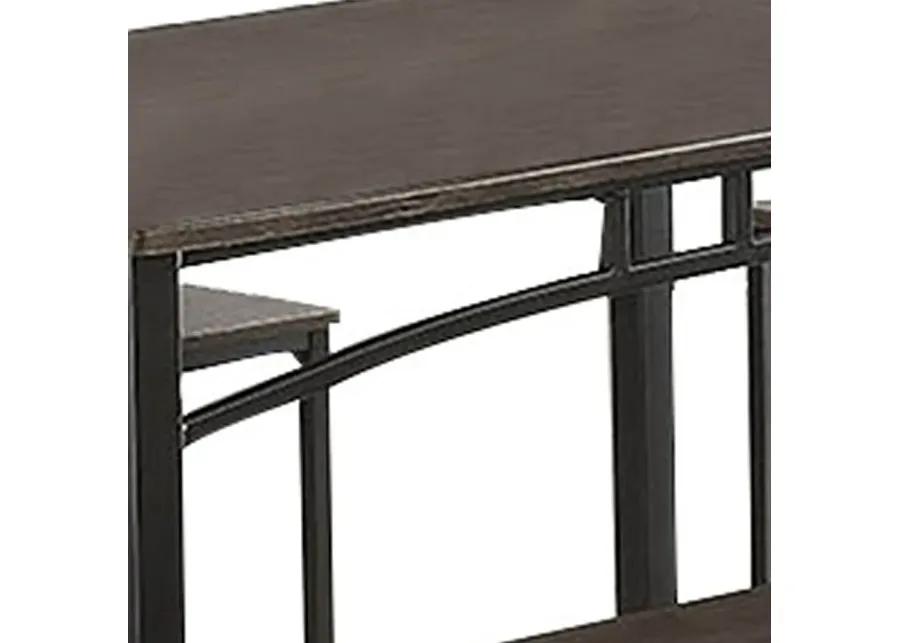 5 Piece Metal And Wood Dining Table Set In Antique Brown-Benzara