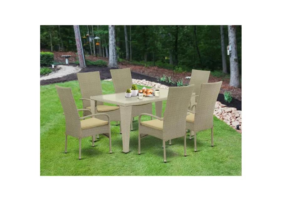 Wicker Patio Set Natural Linen, GUOS7-03A