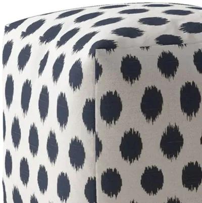 Homezia 17" White And Blue Polka Dots Pouf Ottoman