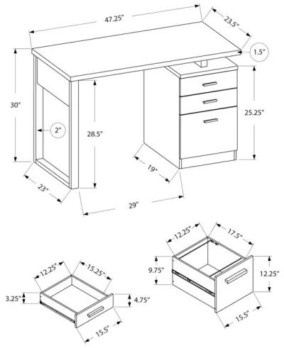 Monarch Specialties I 7295 Computer Desk, Home Office, Laptop, Left, Right Set-up, Storage Drawers, 48"L, Work, Laminate, Grey, Black, Contemporary, Modern