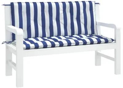 vidaXL Garden Bench Cushions 2pcs Blue&White Stripe 47.2"x19.7"x2.8" Fabric