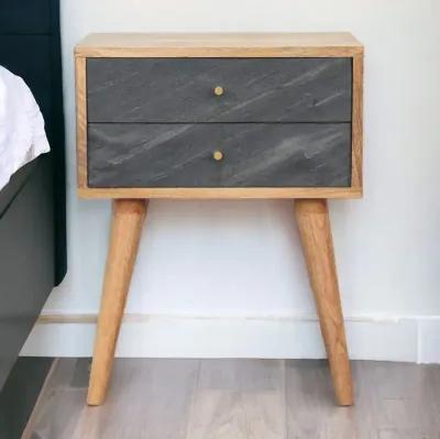 Artisan Furniture Slade 2 Drawer Oak-ish Solid Wood Nightstand