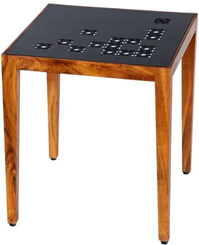 Alba 22 Inch 3 Piece Nesting Table Set, Laser Cut Metal, Black, Brown-Benzara