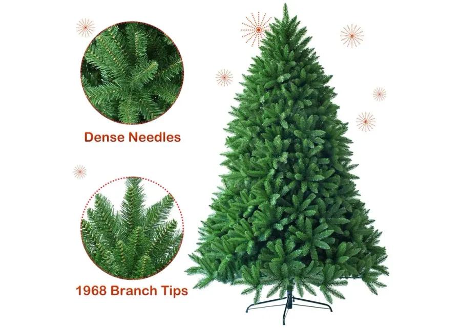 7.5 Feet Unlit Artificial Christmas Tree with 1968 Branch Tips