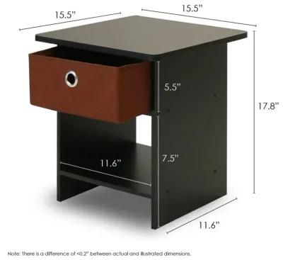 Furinno Dario End Table / Side Table / Night Stand / Bedside Table with Bin Drawer, 1-Pack, Espresso/Brown