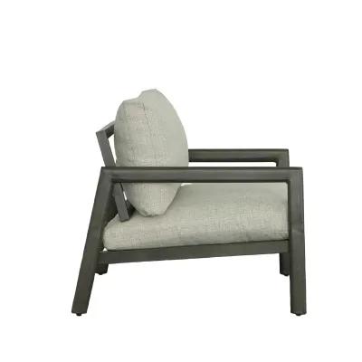 Single Outdoor Lounge Chair with Cushions - 38" - Gray