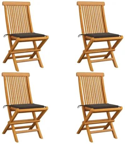 vidaXL Garden Chairs with Taupe Cushions 4 pcs Solid Teak Wood