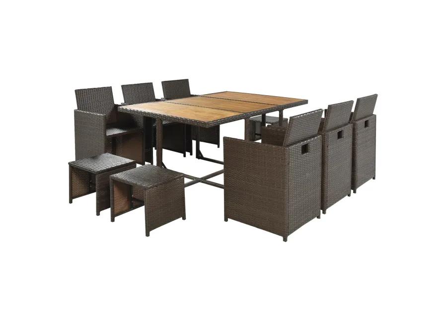 Merax 11-Piece Patio All-Weather PE Wicker Dining Table Set