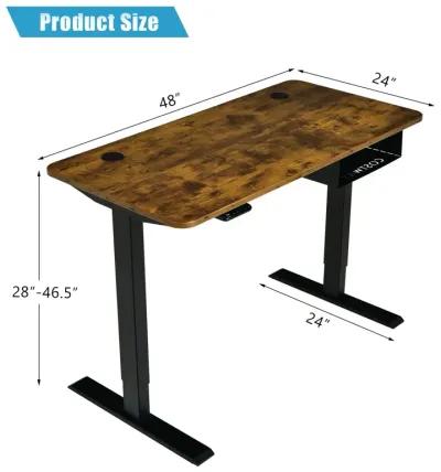 48-inch Electric Height Adjustable Standing Desk with Control Panel