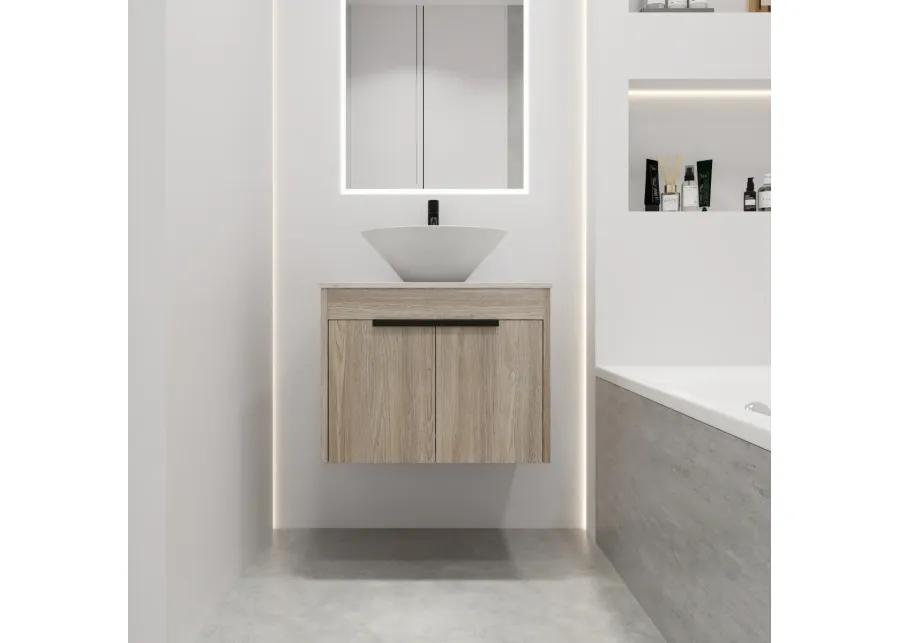 24" Modern Design Float Bathroom Vanity With Ceramic Basin Set