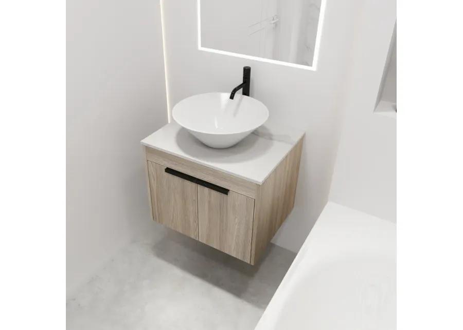 24" Modern Design Float Bathroom Vanity With Ceramic Basin Set