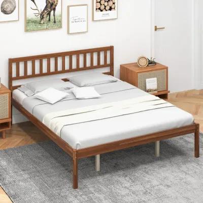 Queen Size Wood Bed Frame with Headboard and Slat Support-Queen Size