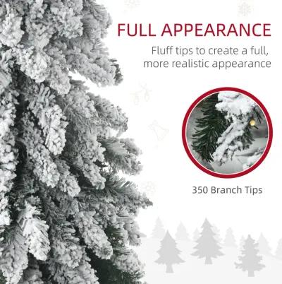 HOMCOM 7' Downswept Slim Snow Artificial Christmas Tree with LED Lights