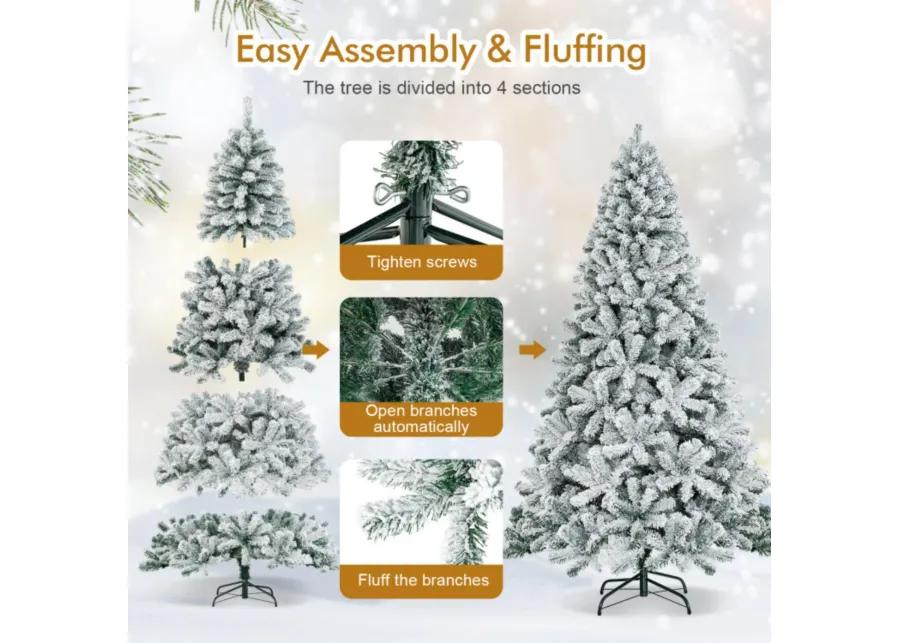 9 Feet Artificial Christmas Tree with Premium Snow Flocked Hinged