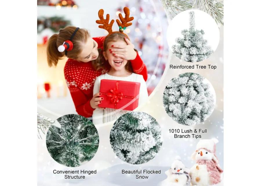 9 Feet Artificial Christmas Tree with Premium Snow Flocked Hinged