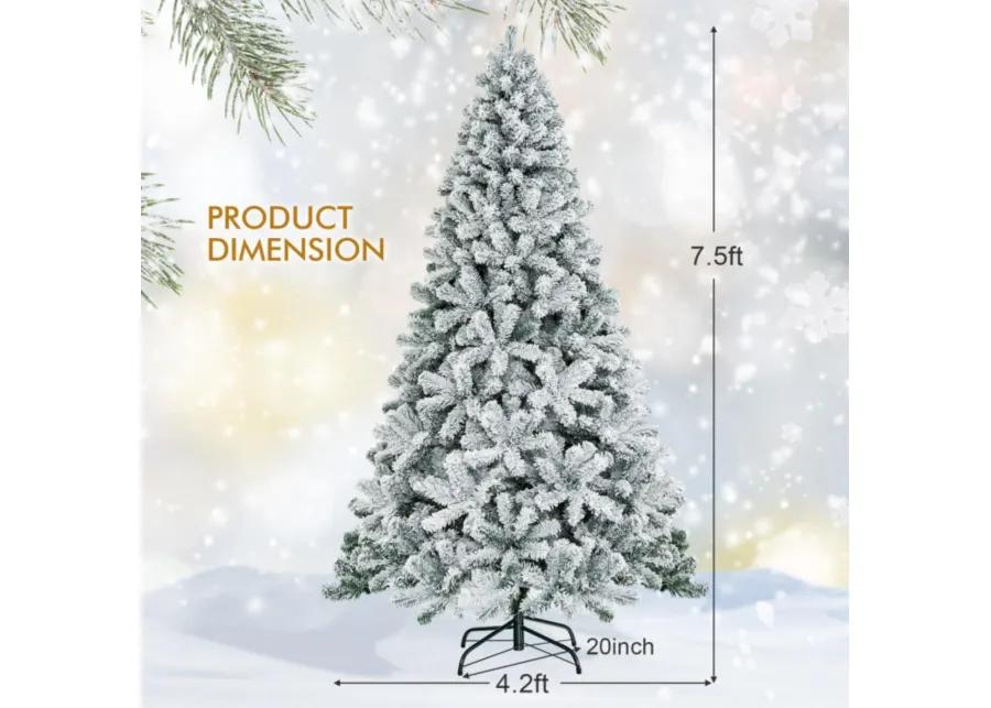 9 Feet Artificial Christmas Tree with Premium Snow Flocked Hinged