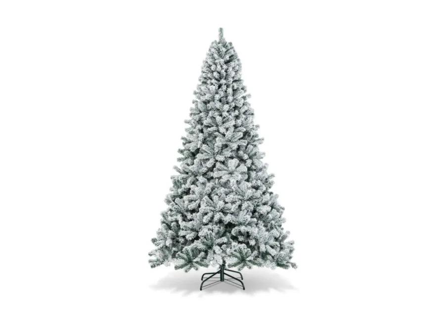 9 Feet Artificial Christmas Tree with Premium Snow Flocked Hinged