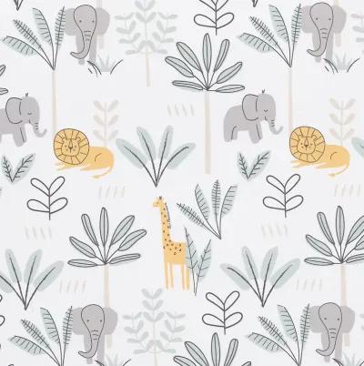 Lambs & Ivy Jungle Adventure 100% Cotton Baby/Toddler Fitted Crib Sheet - White