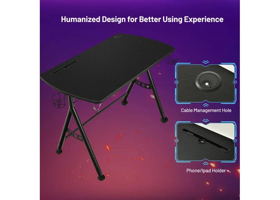 Costway Y-shaped Gaming Desk Home Office Computer Table w/ Phone Slot & Cup Holder