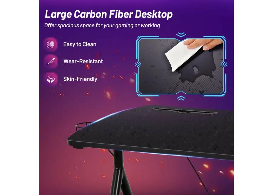 Costway Y-shaped Gaming Desk Home Office Computer Table w/ Phone Slot & Cup Holder