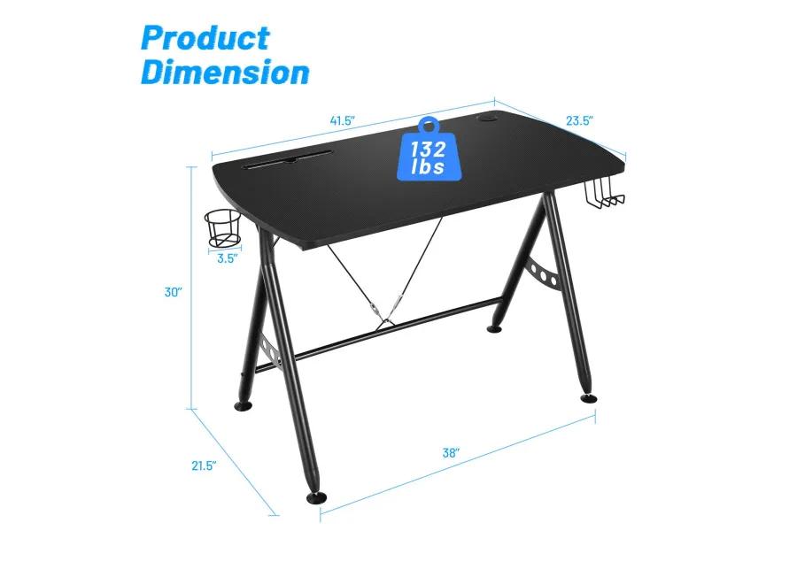 Costway Y-shaped Gaming Desk Home Office Computer Table w/ Phone Slot & Cup Holder