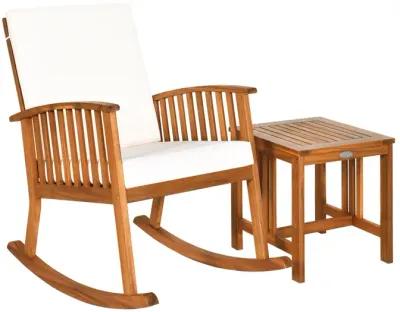 2 Pieces Acacia Wood Patio Rocking Chair Table Set