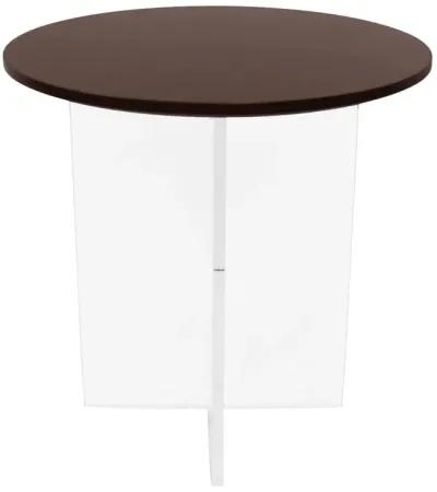 LeisureMod Valore Collection Acrylic Coffee Table With Walnut Top