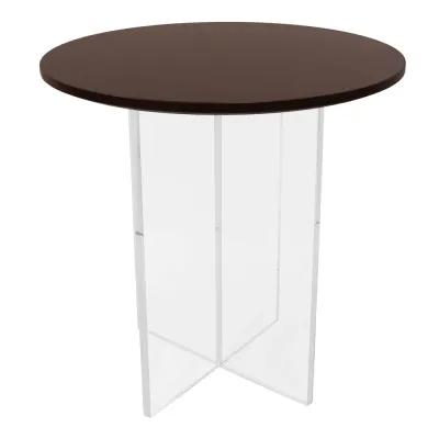 LeisureMod Valore Collection Acrylic Coffee Table With Walnut Top