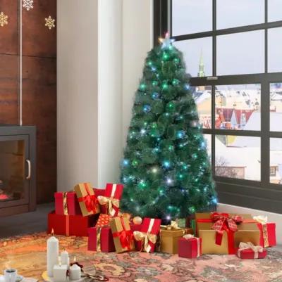 Hivvago 5/6/7 FT Pre-Lit Fiber Optic Christmas Tree with 148/185/226 Multi-Color LED Lights and Top Star Light