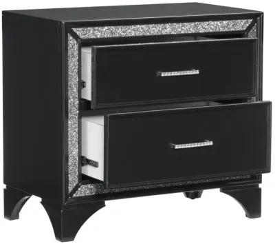 Glamorous Pearl Metallic Finish 1 Piece Nightstand Of 2X Drawers Faux Crystal Handles Modern