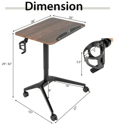 Pneumatic Standing Desk with Anti-fall Baffle and Cup Holder