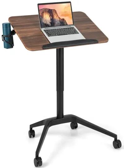 Pneumatic Standing Desk with Anti-fall Baffle and Cup Holder