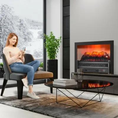 Hivvago 1400W Electric Fireplace Log Heater with Adjustable Flame Brightness-Black