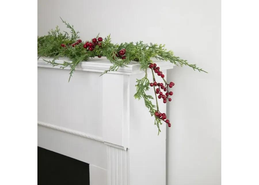 5' x 10" Frosted Red Berry Artificial Christmas Garland  Unlit