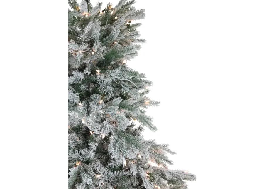 6.5' Pre-Lit Full Flocked Jasper Balsam Fir Artificial Christmas Tree - Clear Lights