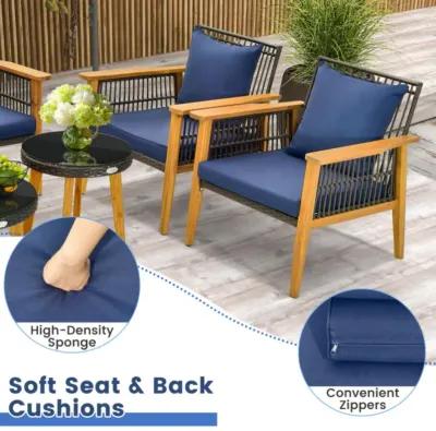 Hivvago 5 Piece Outdoor Conversation Set with 2 Coffee Tables for Backyard Poolside