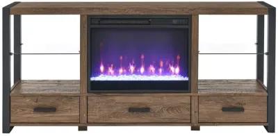 60 Inch Electric Fireplace Media TV Stand With Sync Colorful LED Lights