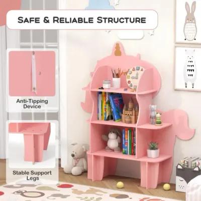 Hivvago Kids Bookcase Shelf Toy Storage Organizer with Open Storage Shelves