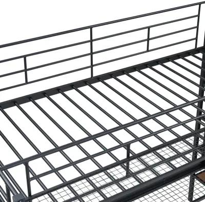 Merax Metal Loft Bed with Storage Shelves