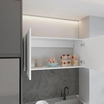 Salento Wall Double Door Cabinet, Two Shelves, White - Kitchen