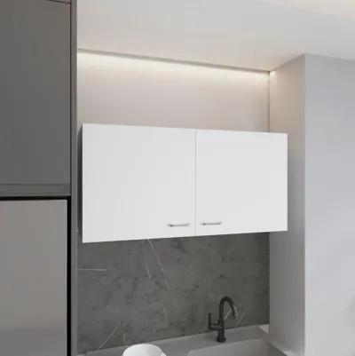 Salento Wall Double Door Cabinet, Two Shelves, White - Kitchen