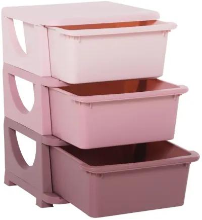 3 Tier Kids Storage Unit Dresser Tower with Drawers Chest Toy Organizer for Bedroom Nursery Kindergarten Living Room for Boys Girls Toddlers, Pink