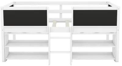 Merax Low Loft Bed with 2 Movable Shelves