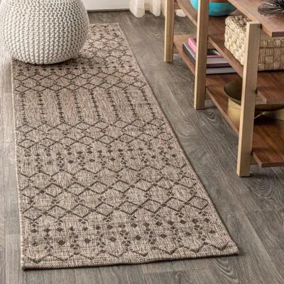 Ourika Moroccan Geometric Textured Weave Indoor/Outdoor Runner Rug