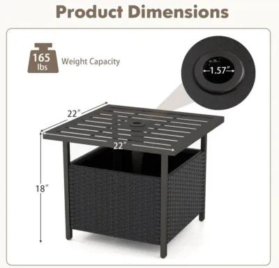 Hivvago Outdoor Patio Rattan Wicker Steel Side Deck Table